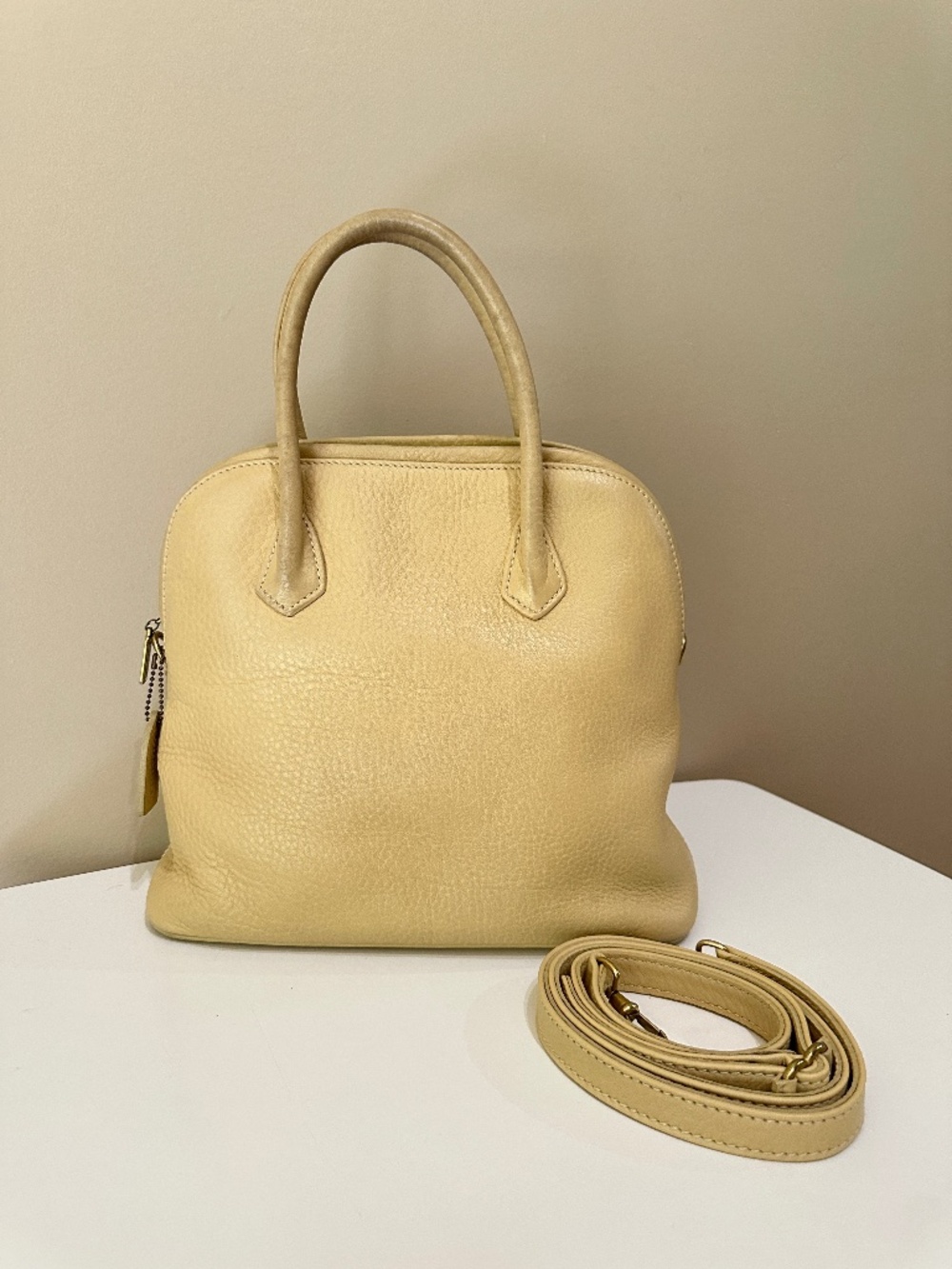 Vintage Coach Natural Grain Sonoma Cream Satchel Crossbody 4921 Made In Italy